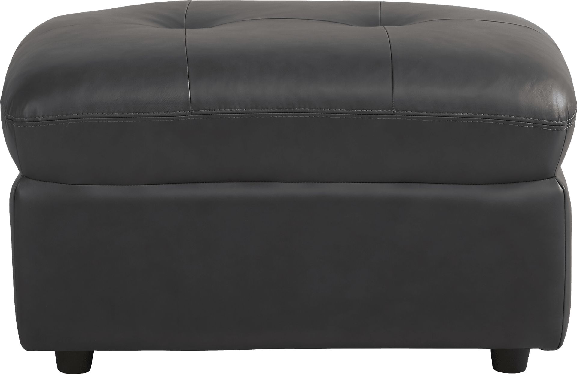 Aragon Blue Leather Ottoman - Image 2