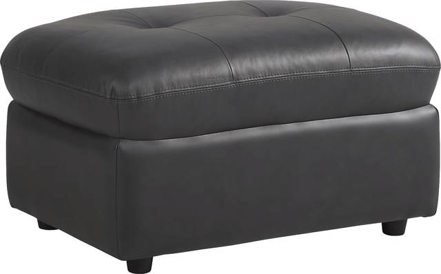 Aragon Blue Leather Ottoman - Thumbnail - Image 1