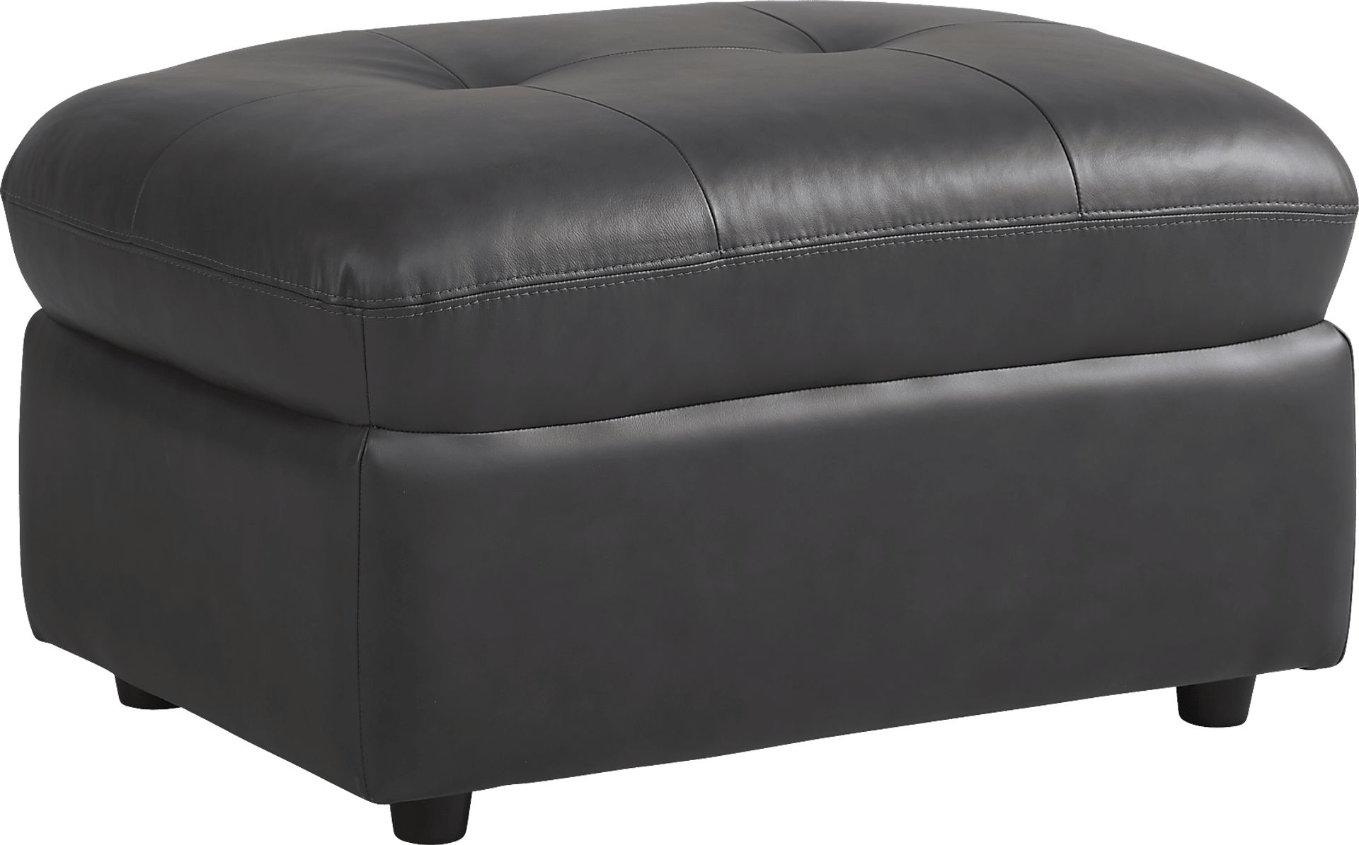 Aragon Blue Leather Ottoman - Image 1