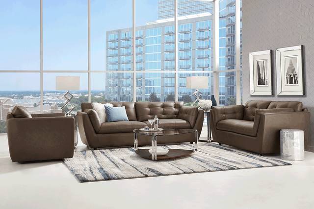 Aragon Brown Leather Swivel Chair - Thumbnail - Image 2