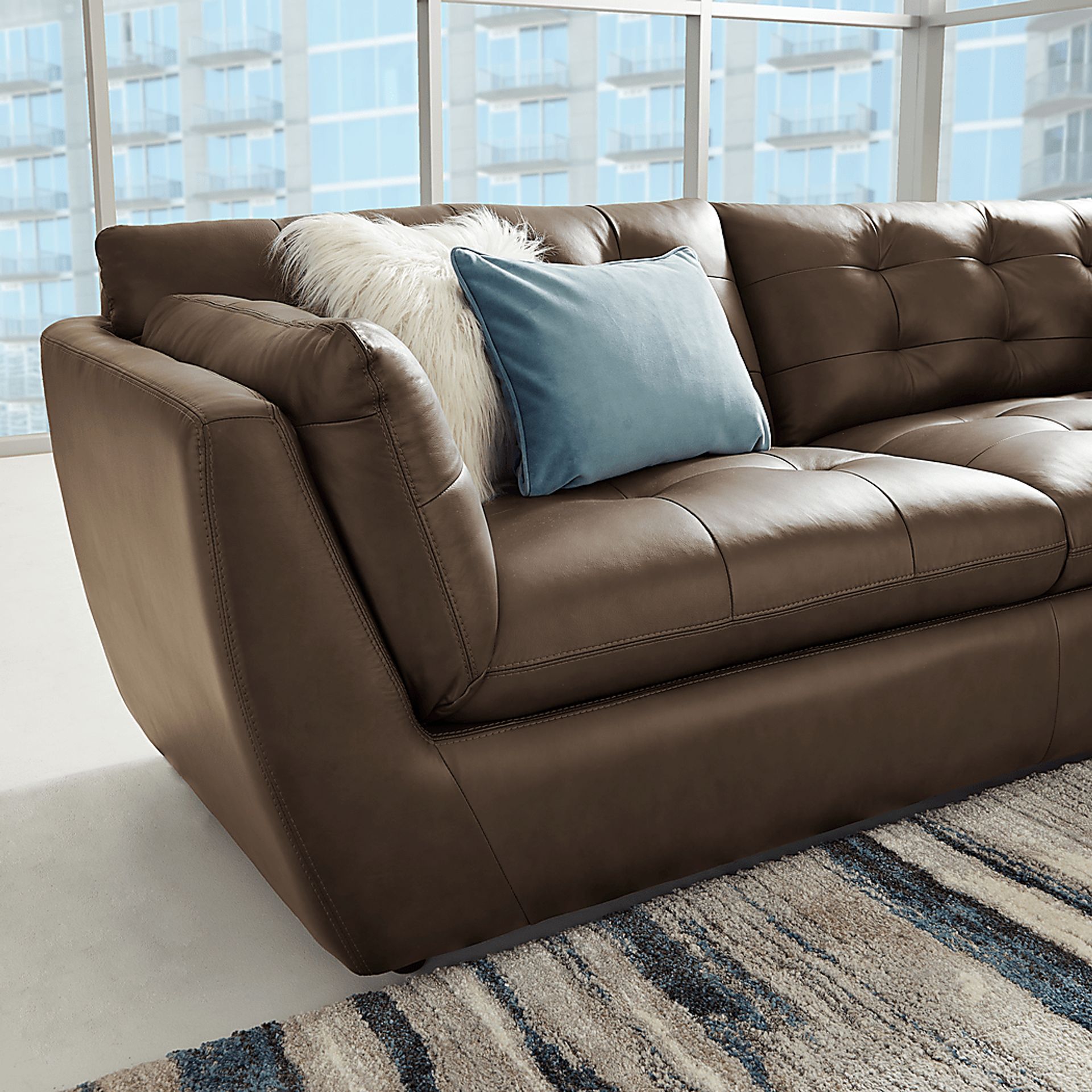 Aragon Brown Leather 6 Pc Living Room - Image 3