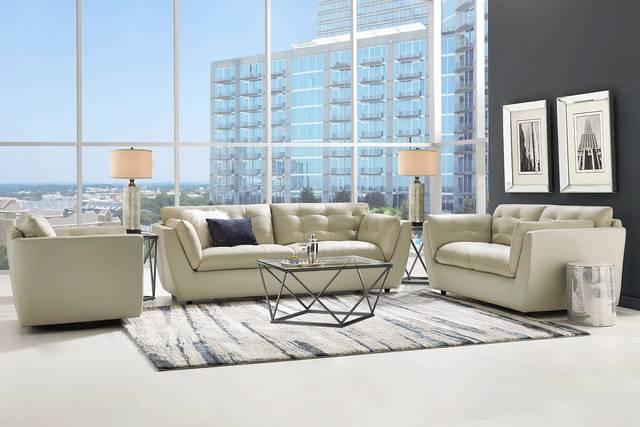 Aragon Platinum Leather 5 Pc Living Room - Thumbnail - Image 1