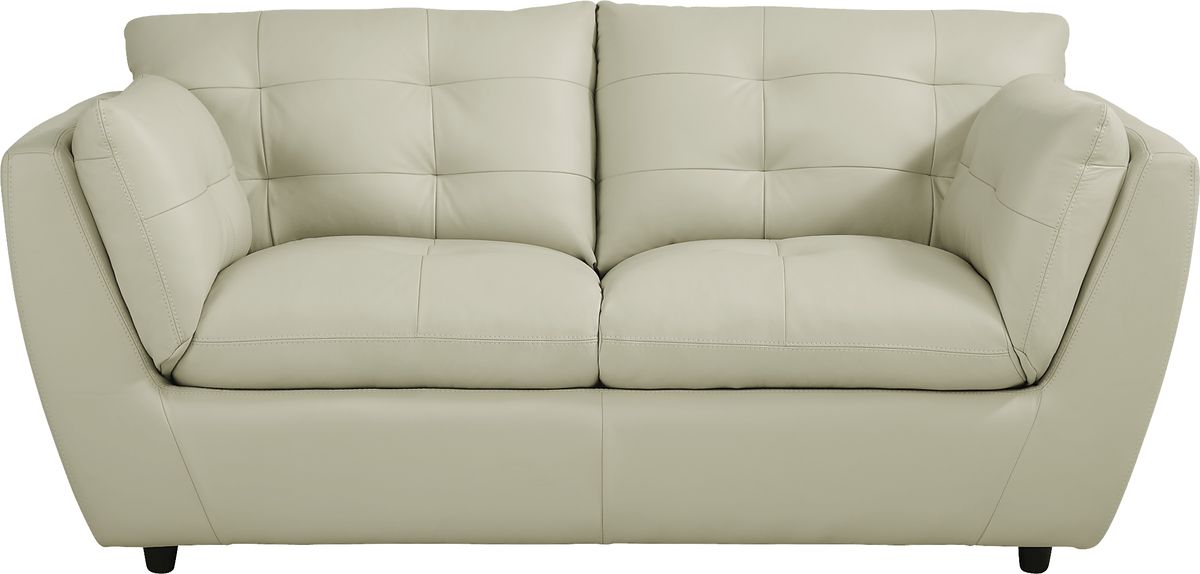 Aragon 5 Pc Platinum Beige Leather Living Room Set With Sofa, Loveseat ...