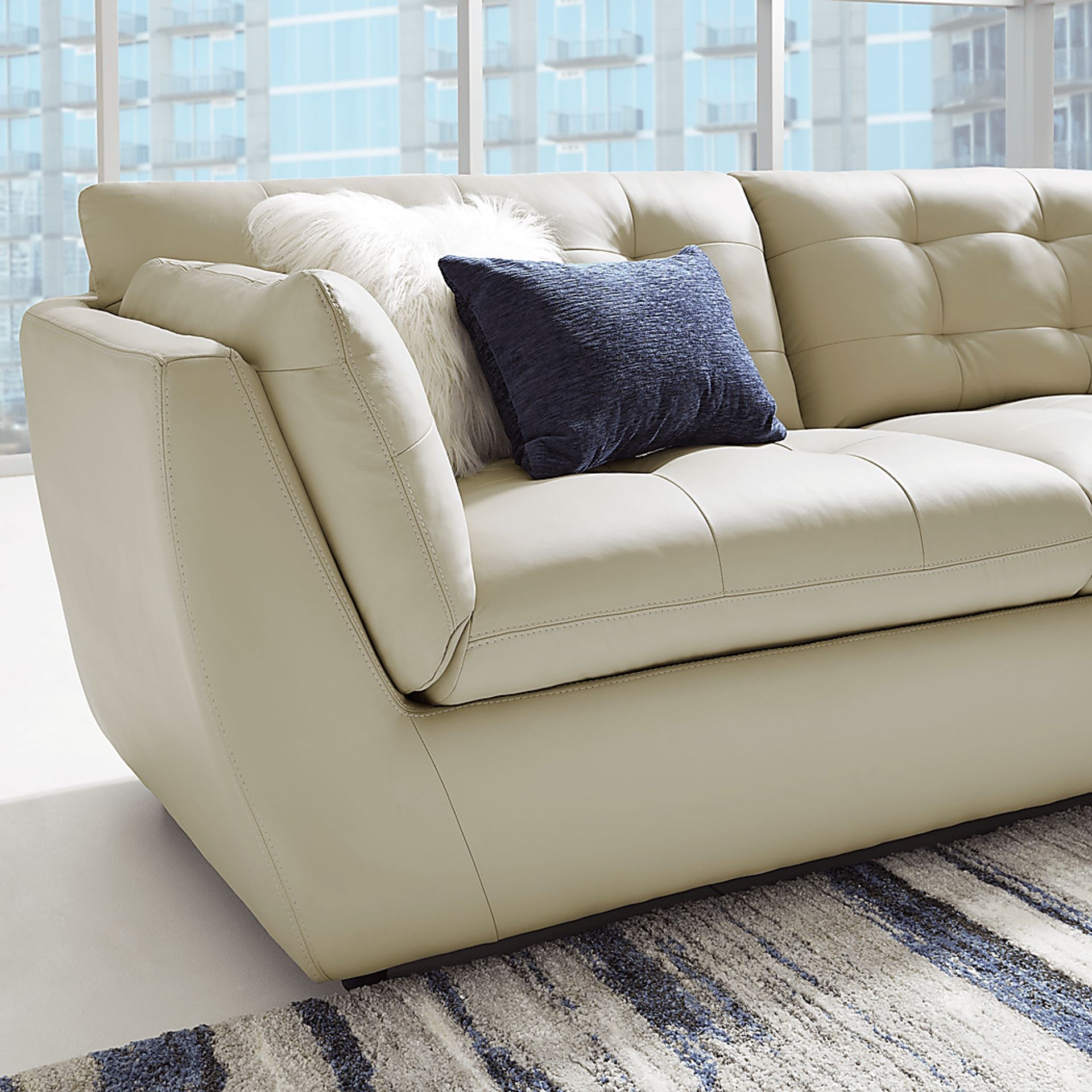 Aragon Platinum Leather 3 Pc Living Room - Image 3