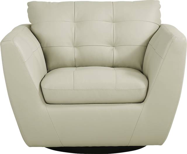 Aragon Platinum Leather Swivel Chair - Thumbnail - Image 2