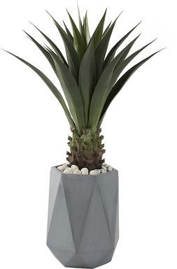 Arandas Green 40 in. Artificial Jumbo Agave Plant in Gray Planter