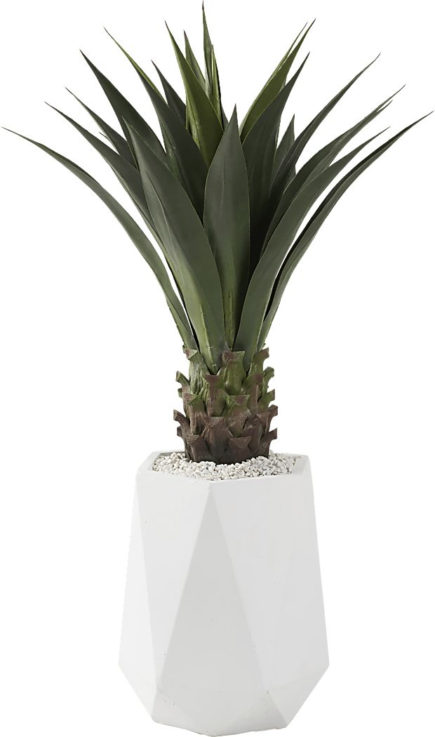 Arandas Green 40 in. Artificial Jumbo Agave Plant in White Planter