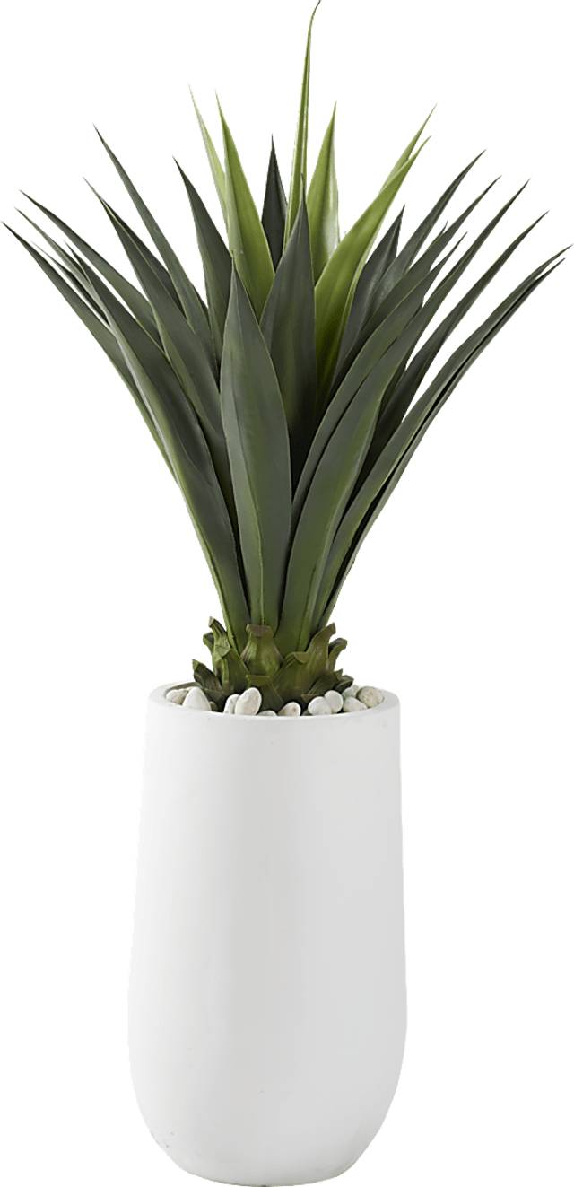 Arandas Green 59 in. Artificial Jumbo Agave Plant in White Planter - Thumbnail - Image 1