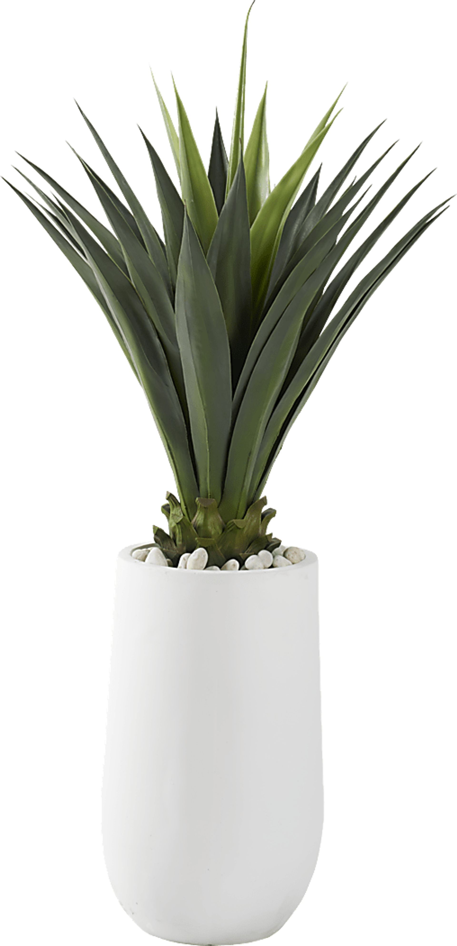 Arandas Green 59 in. Artificial Jumbo Agave Plant in White Planter - Image 1