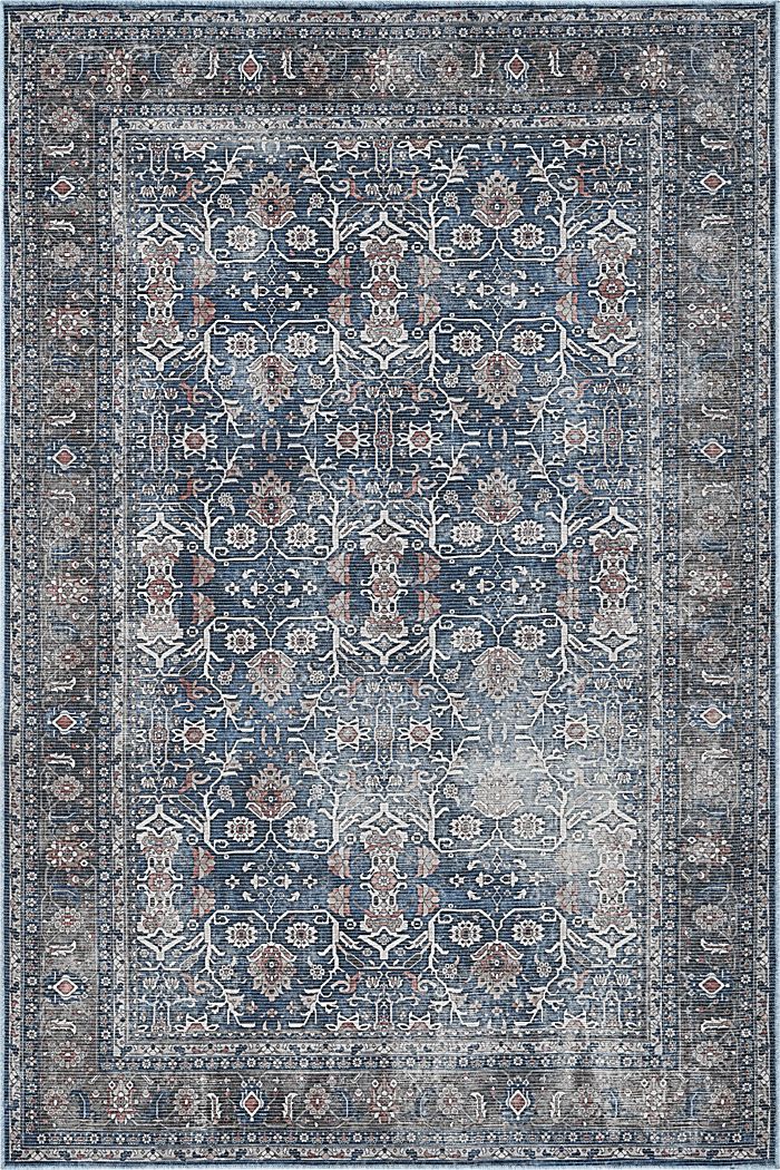 Arbelle Dark Blue 7'10 x 9'9 Machine Washable Rug