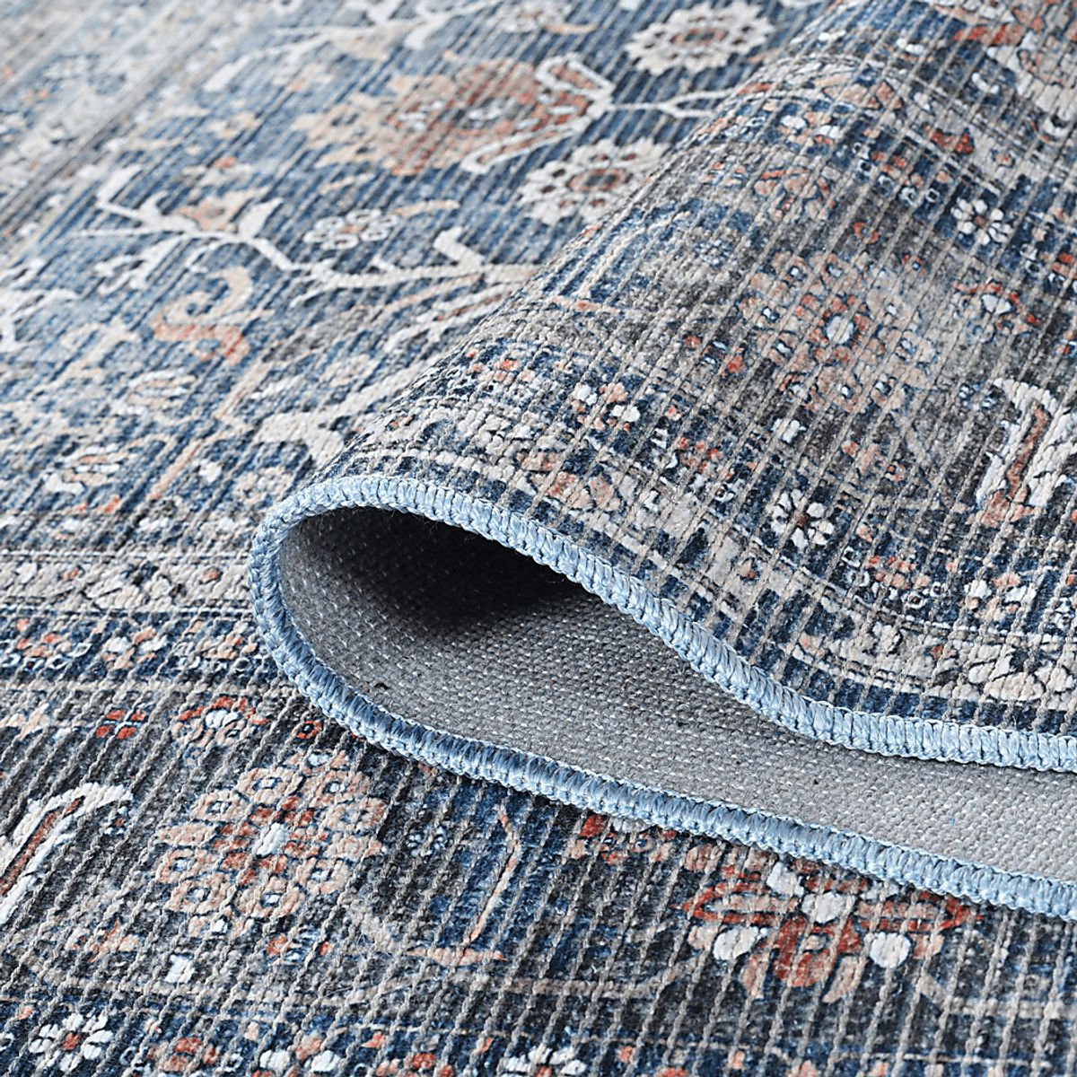 Arbelle Dark Blue Polyester Fabric Rug | Rooms to Go