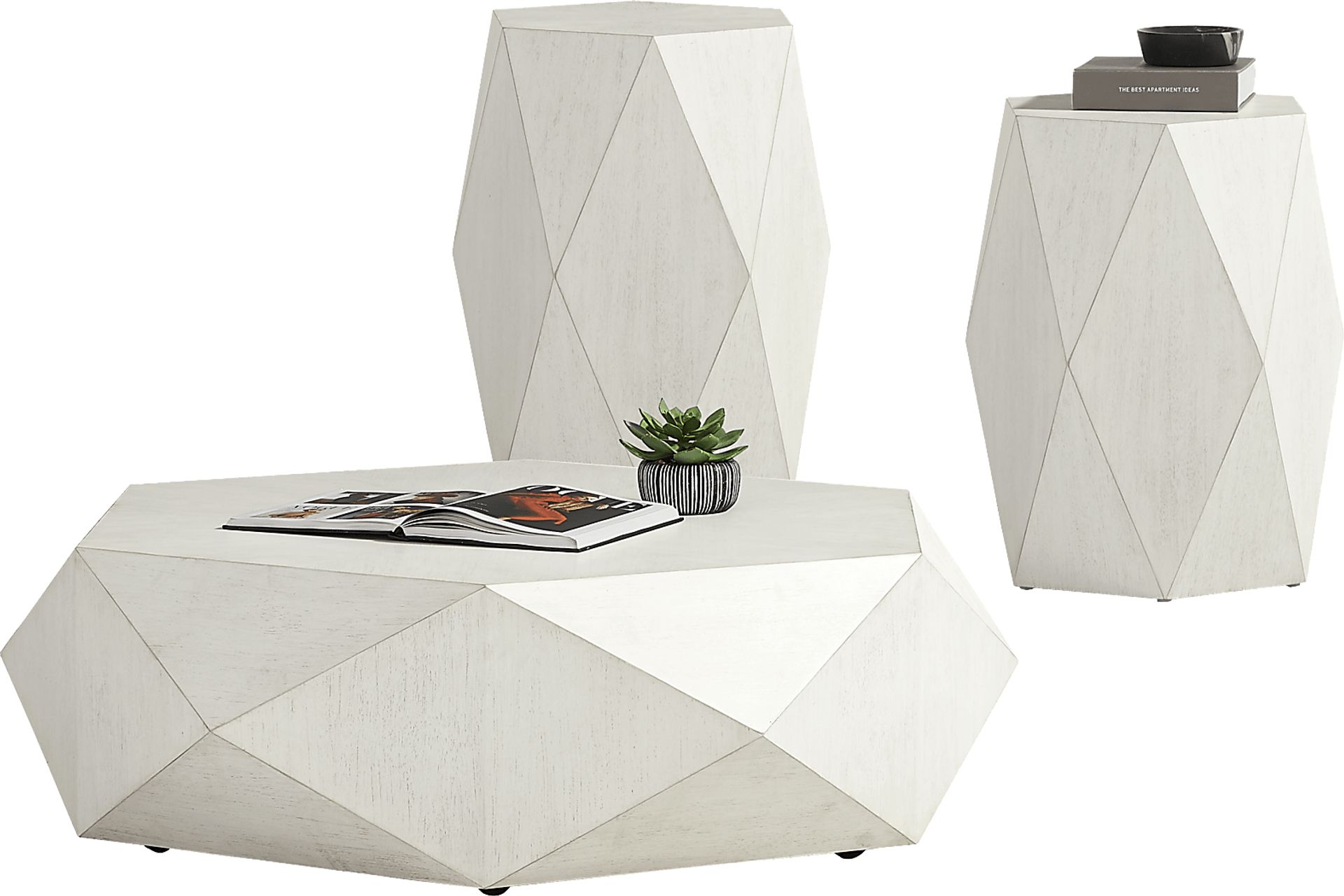 Arcadia White 3 Pc Table Set - Image 1