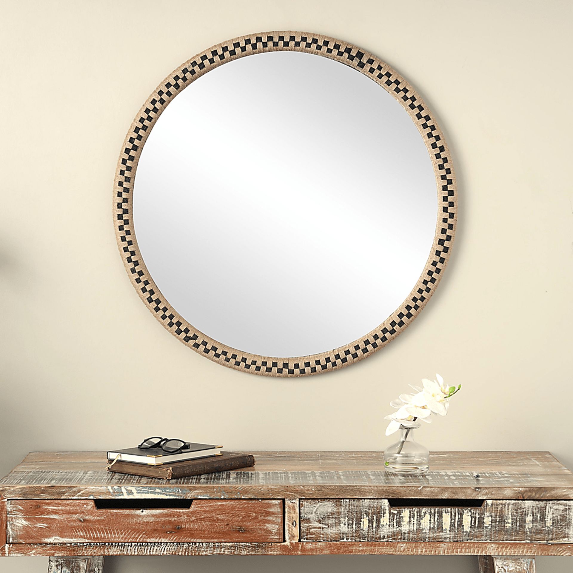 Arcanesys Brown Round Wall Mirror - Image 2