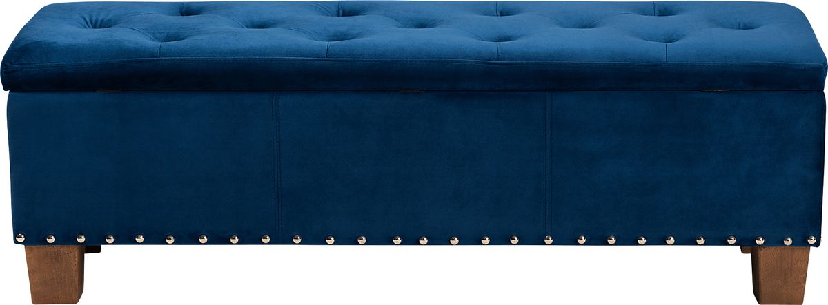 Arcanet Navy Blue Polyester Fabric Storage Bench | Rooms to Go