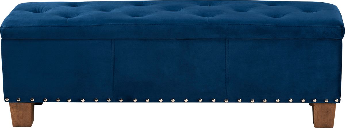 Arcanet Navy Blue Polyester Fabric Storage Bench | Rooms to Go