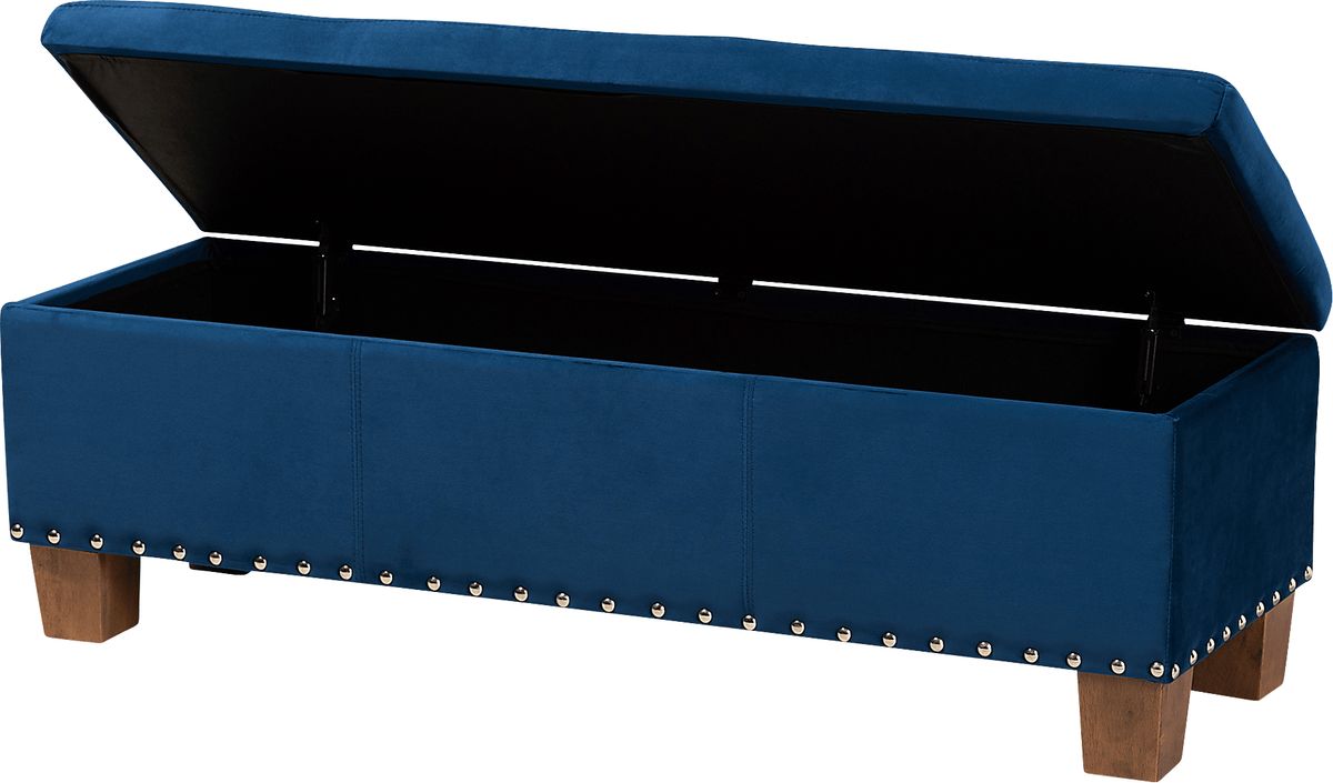 Arcanet Navy Blue Polyester Fabric Storage Bench | Rooms to Go
