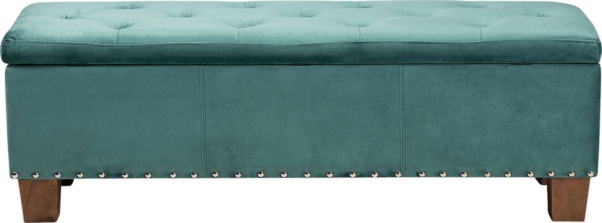 Arcanet Teal Blue,Green Polyester Fabric Storage Bench | Rooms to Go