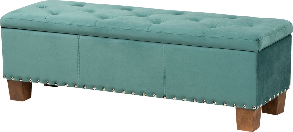 Arcanet Teal Blue,Green Polyester Fabric Storage Bench | Rooms to Go