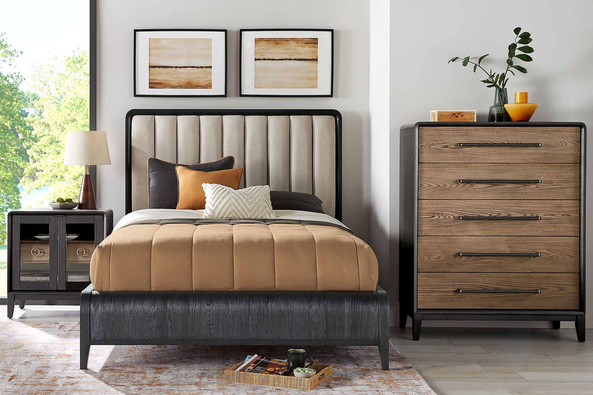 Archer Grove Black 5 Pc King Upholstered Bedroom - Image 1