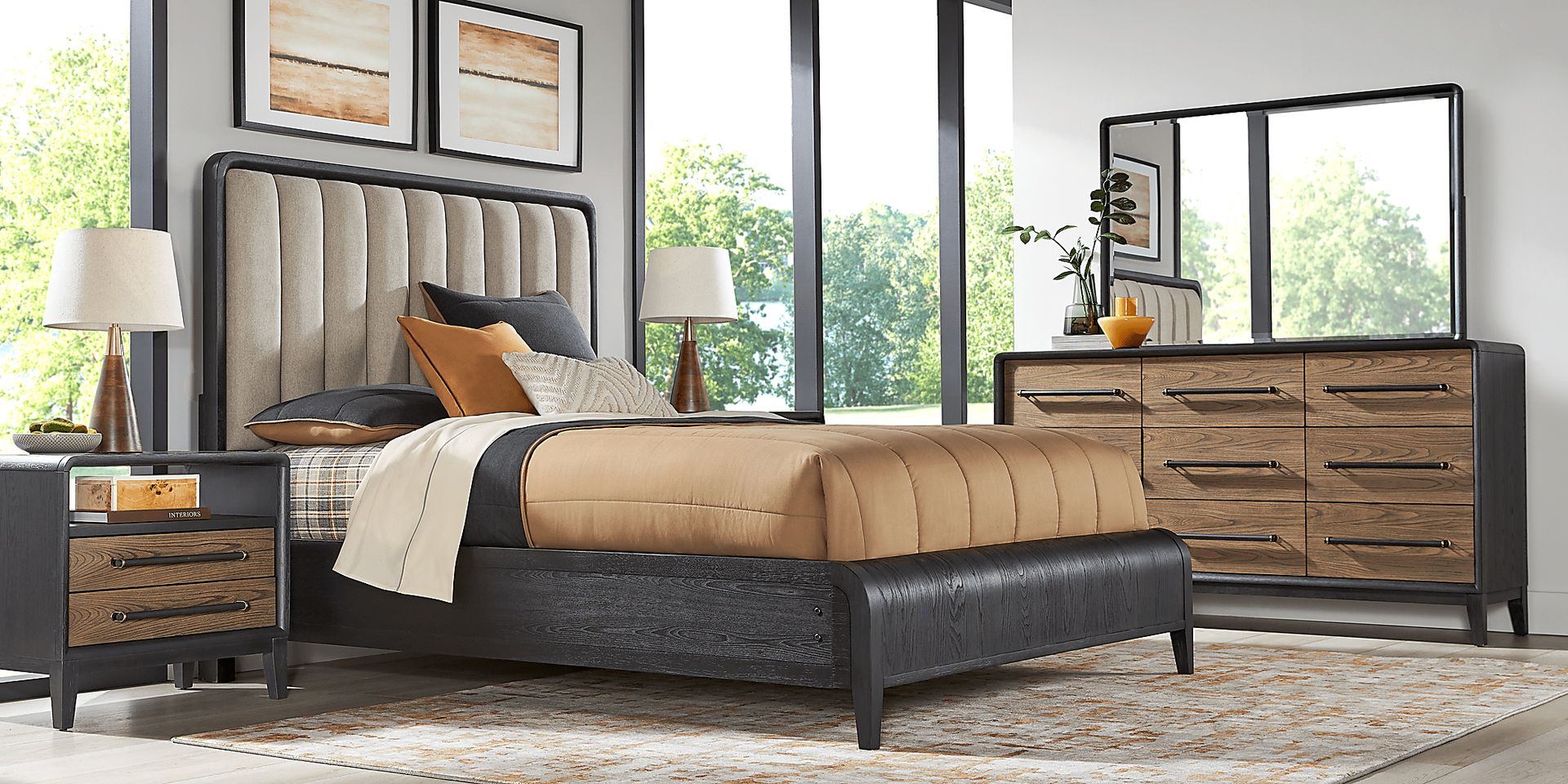 Archer Grove Black 3 Pc Queen Upholstered Bed - Image 2