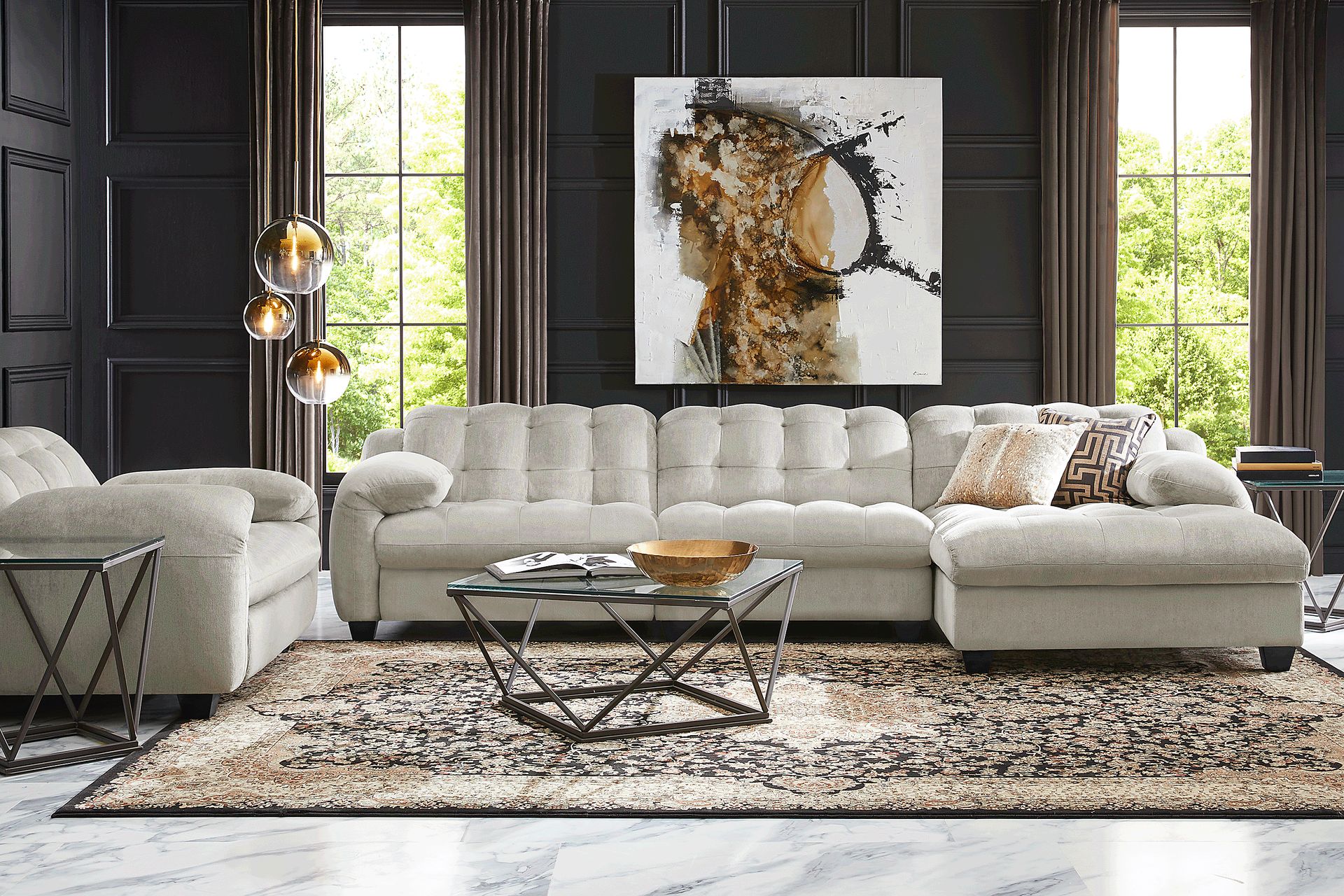 Ardelia Lane Light Gray 6 Pc Dual Power Reclining Sectional Living Room - Image 1