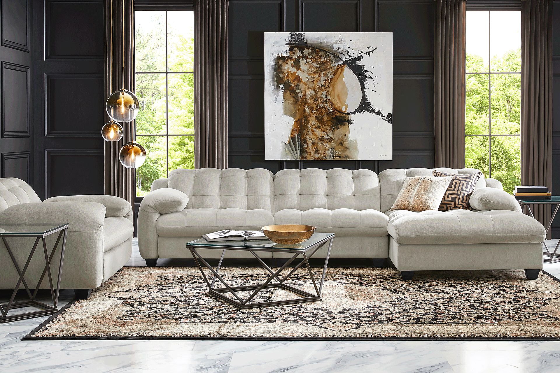 Ardelia Lane Light Gray 7 Pc Dual Power Reclining Sectional Living Room - Image 1