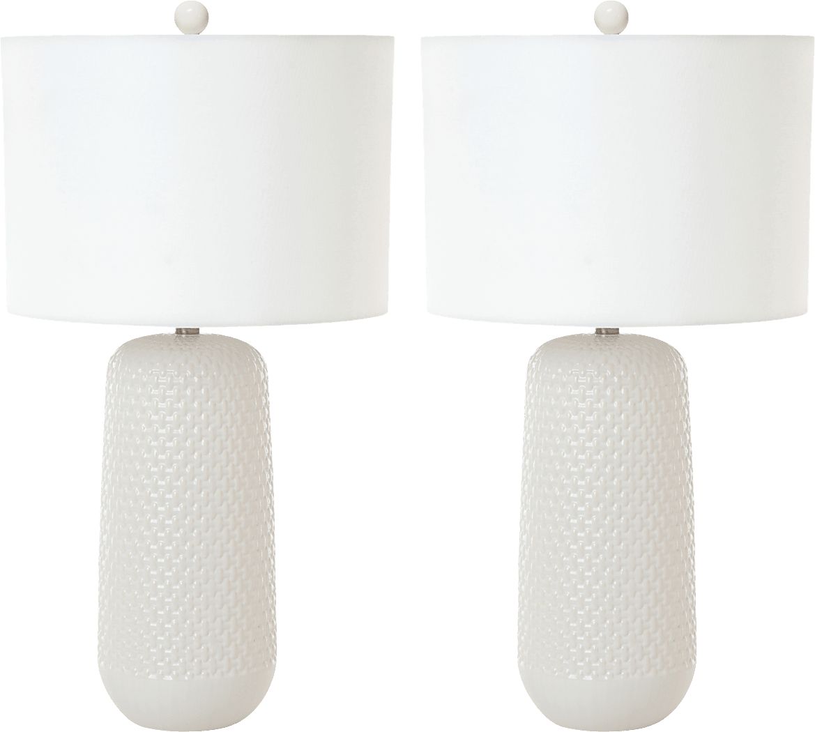 Areca Boulevard White Table Lamps, Set of 2