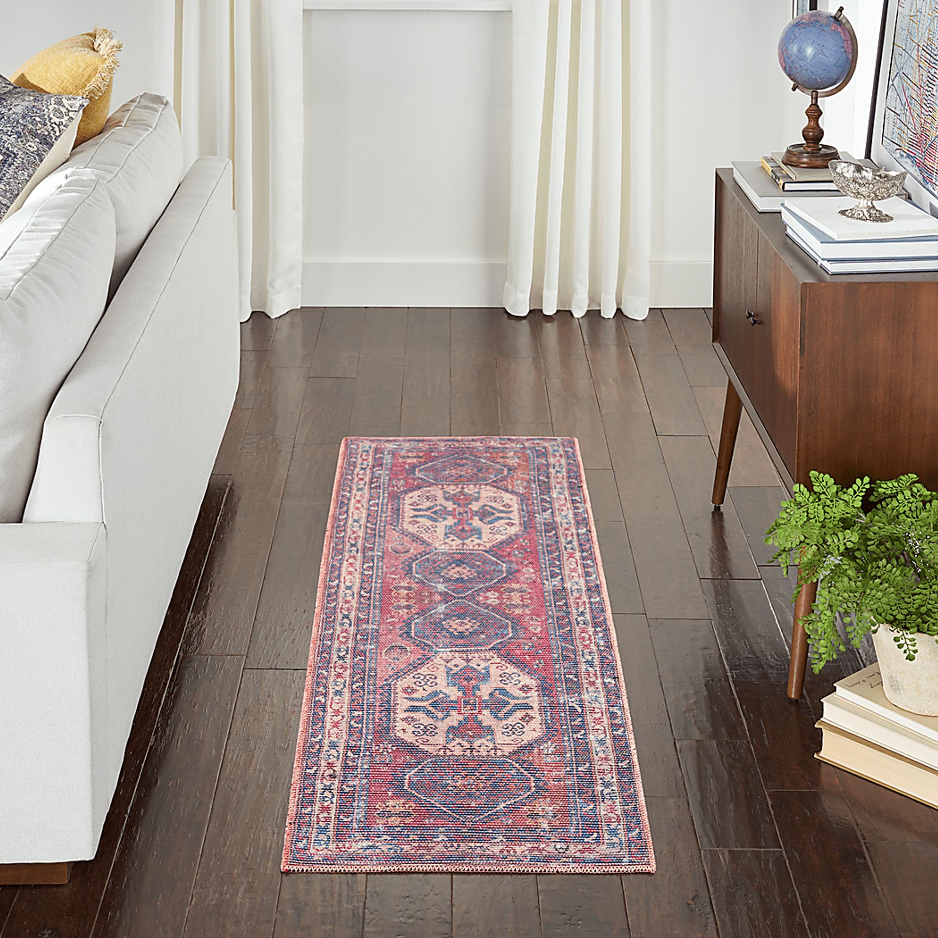 Arella Lynn Red/Navy 2' x 6' Runner Rug - Image 2