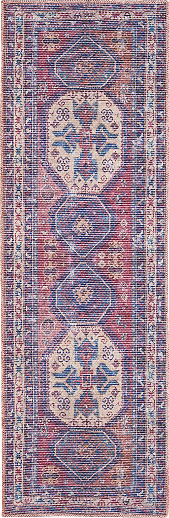 Arella Lynn Red/Navy 2' x 6' Runner Rug