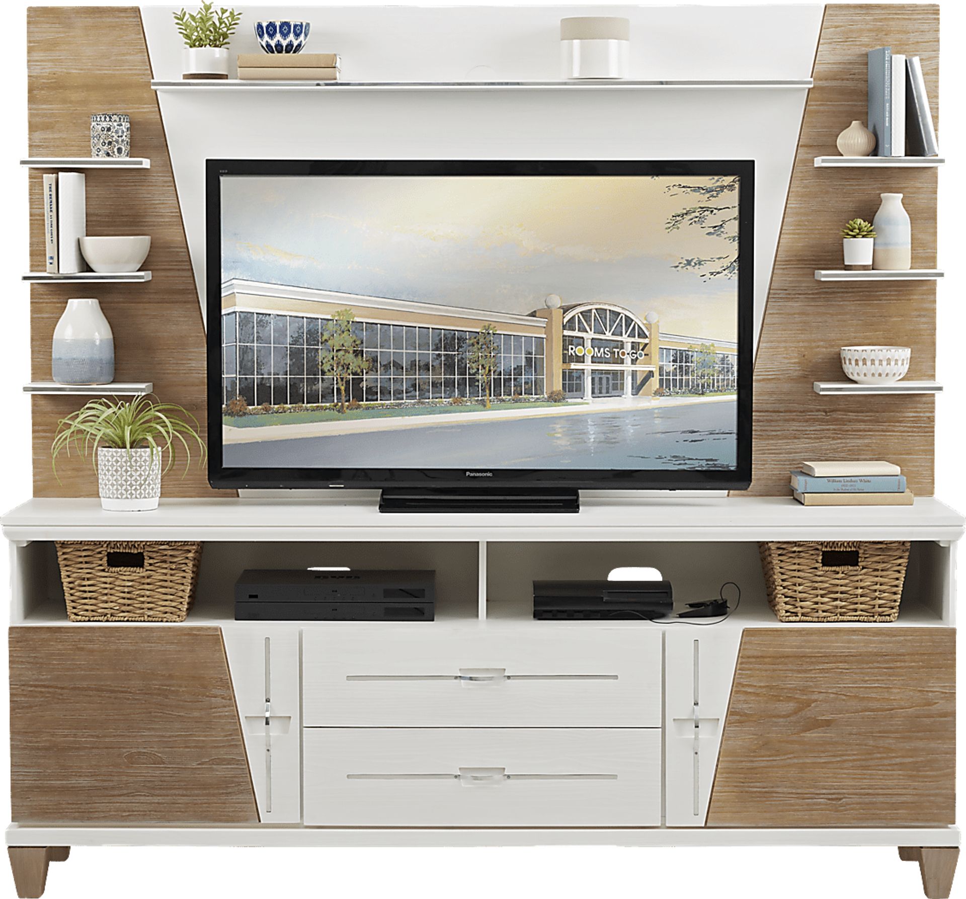 Argento Pecan 2 Pc Wall Unit - Image 1