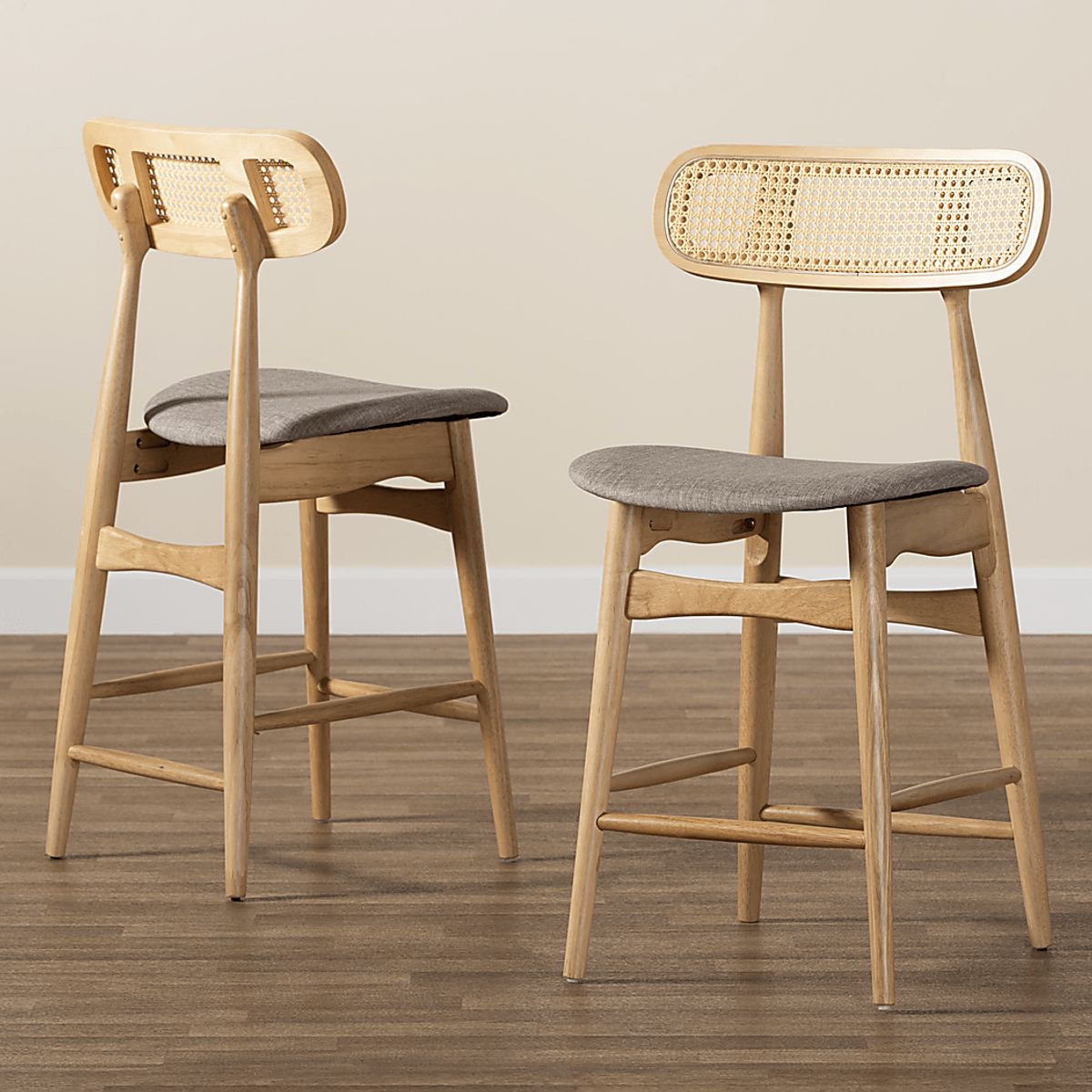 Argilla Light Brown Polyester Fabric Counter Stool, Set Of 2 | Rooms to Go