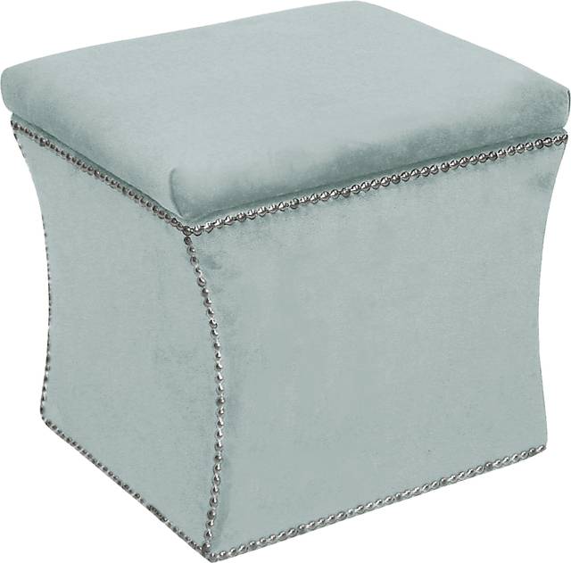 Arielle Square Blue Storage Ottoman - Thumbnail - Image 1