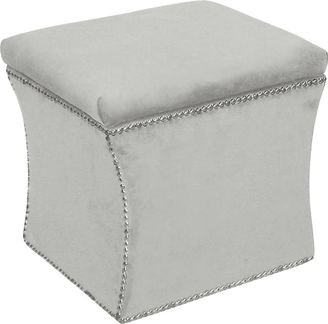 Arielle Square Gray Storage Ottoman - Thumbnail - Image 1