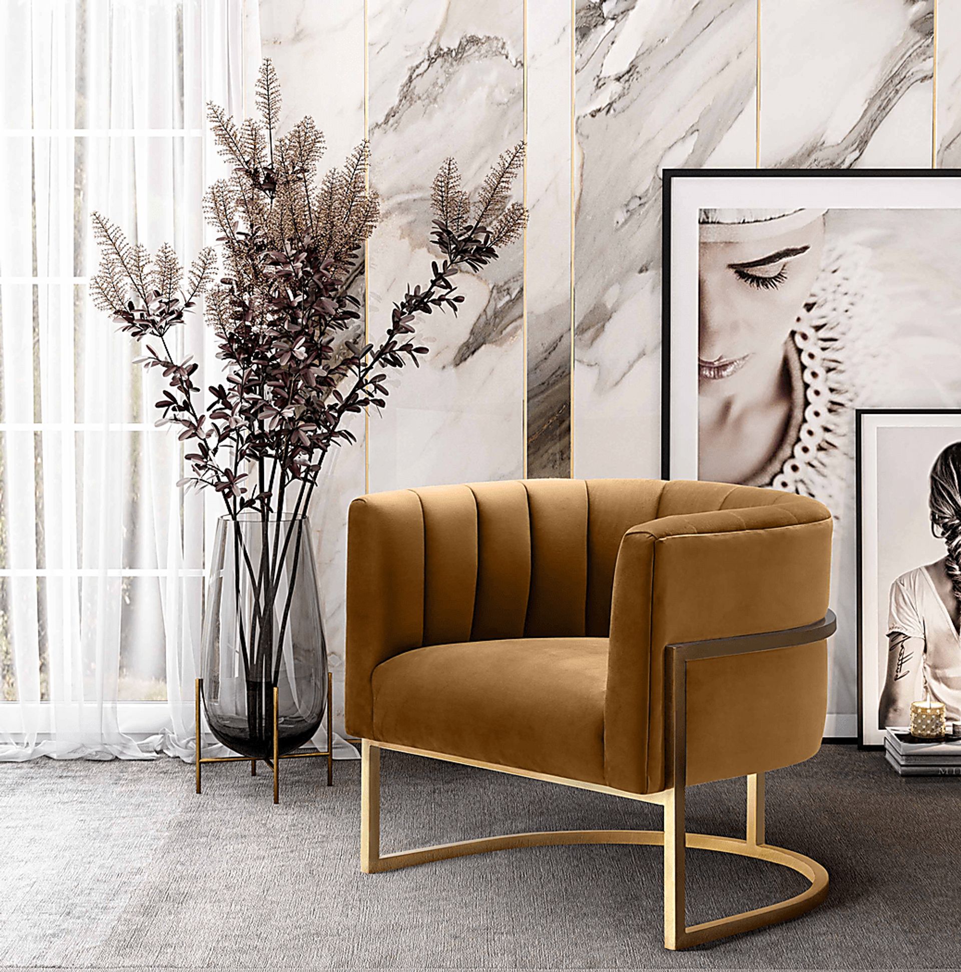 Arietta Cognac Accent Chair - Image 5