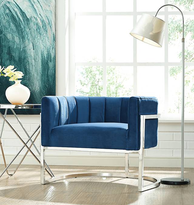 Arietta Navy Accent Chair - Thumbnail - Image 2
