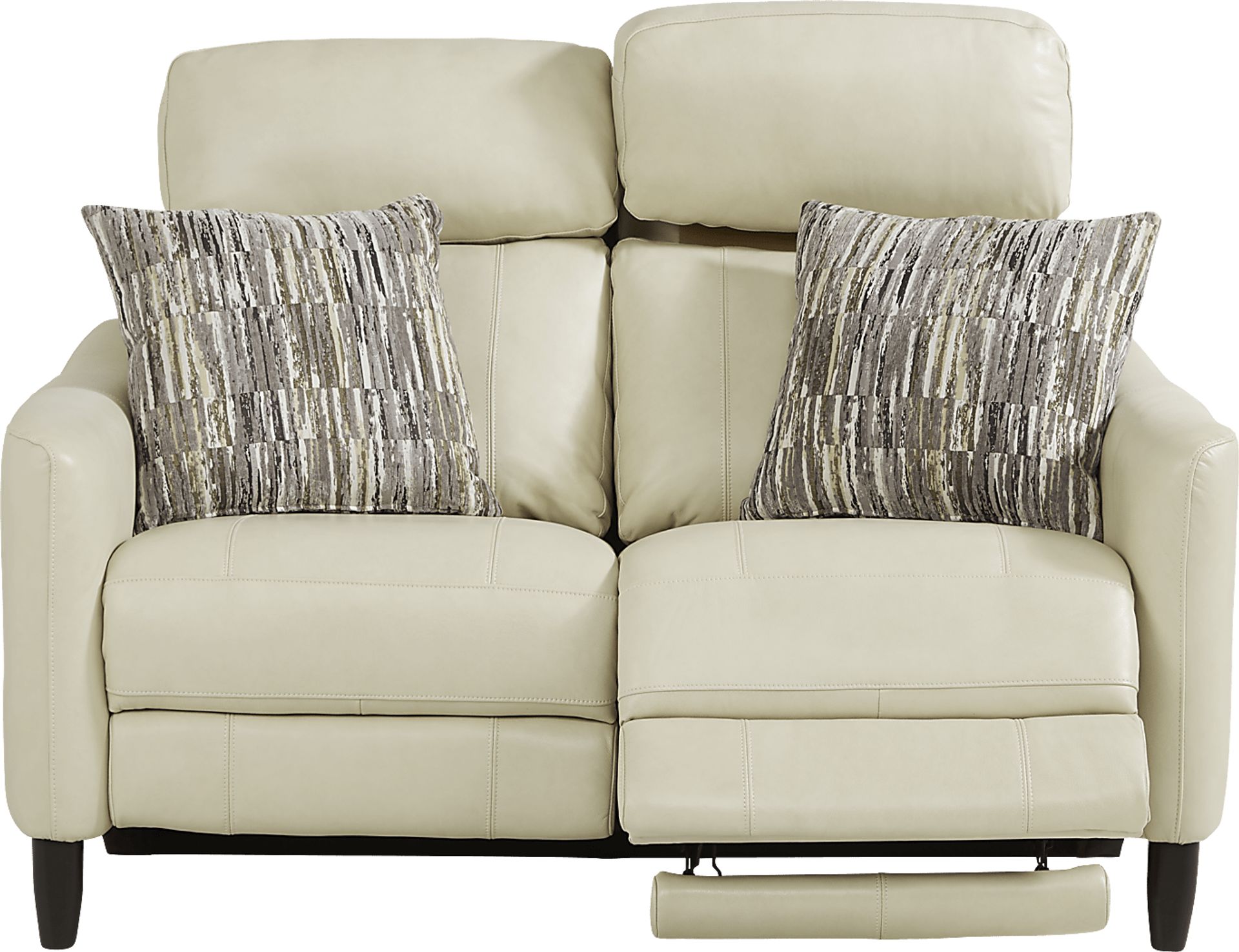 Arilio Beige Leather Dual Power Reclining Loveseat - Image 2