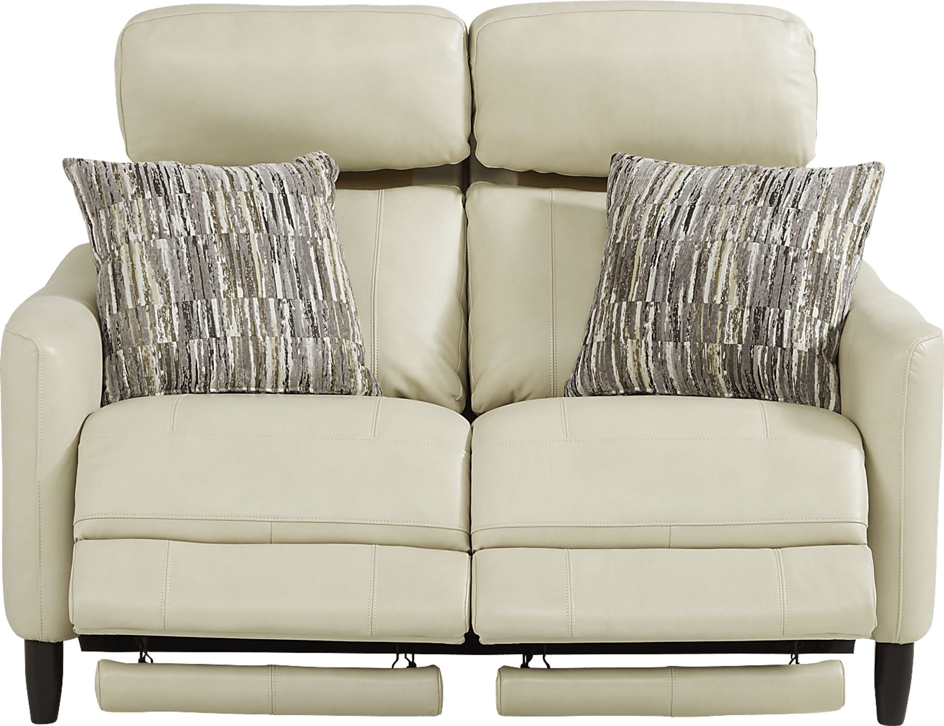 Arilio Beige Leather Dual Power Reclining Loveseat - Image 3