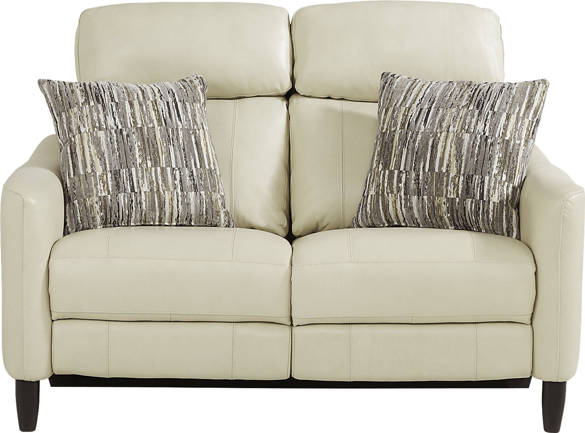 Arilio Beige Leather Dual Power Reclining Loveseat - Image 1
