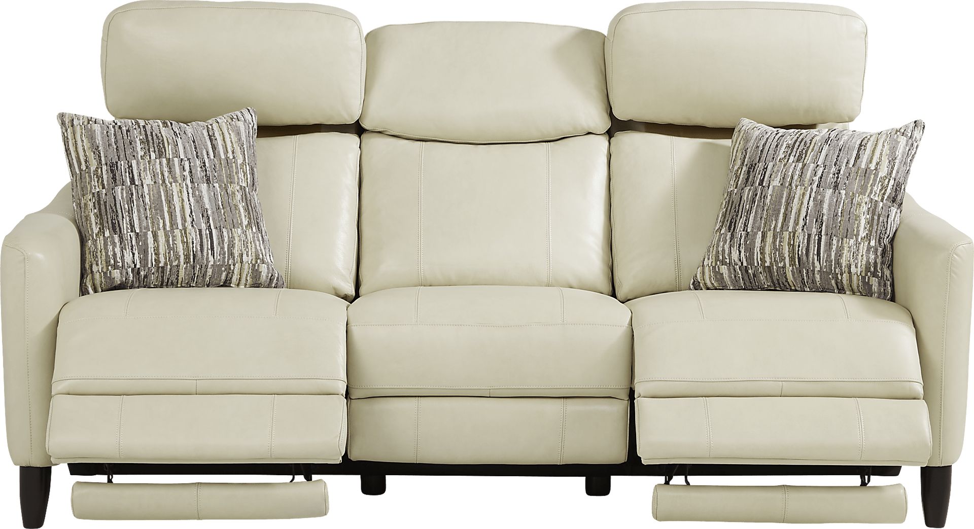 Arilio Beige Leather 3 Pc Living Room with Dual Power Reclining Sofa - Image 3