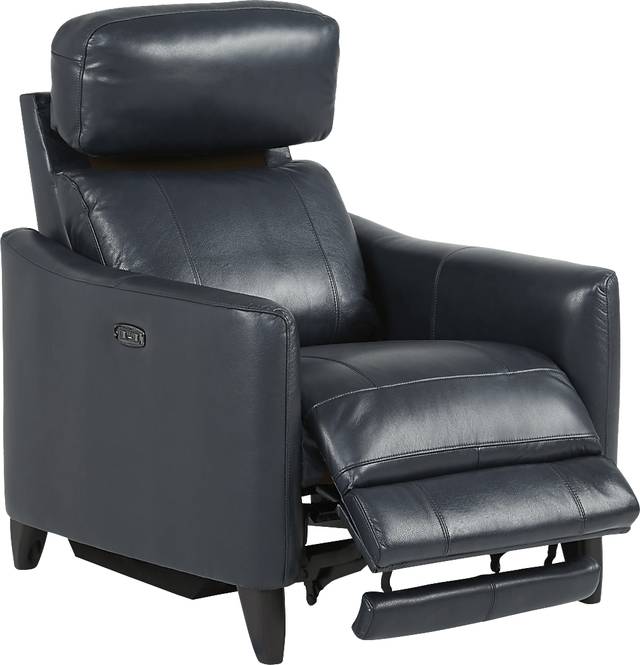 Arilio Navy Leather Dual Power Recliner - Thumbnail - Image 3