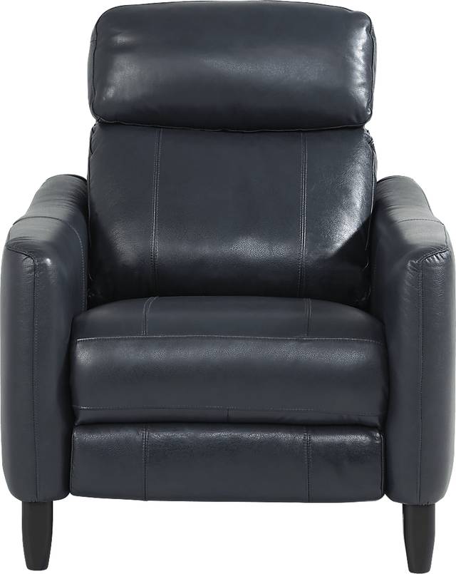 Arilio Navy Leather Dual Power Recliner - Thumbnail - Image 4