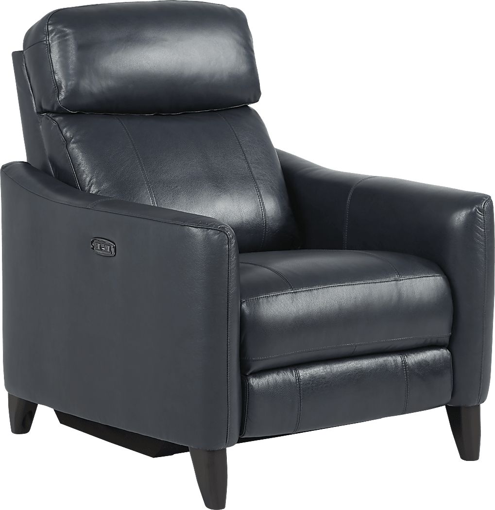 Arilio Navy Leather Dual Power Recliner Rooms To Go