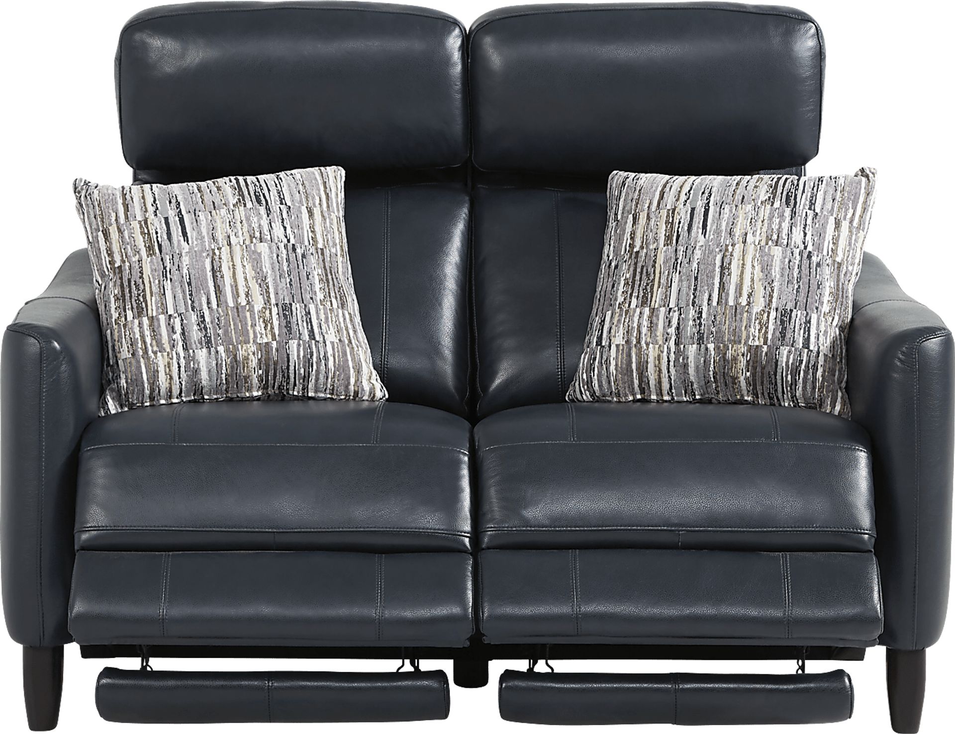 Arilio Navy Leather Dual Power Reclining Loveseat - Image 3