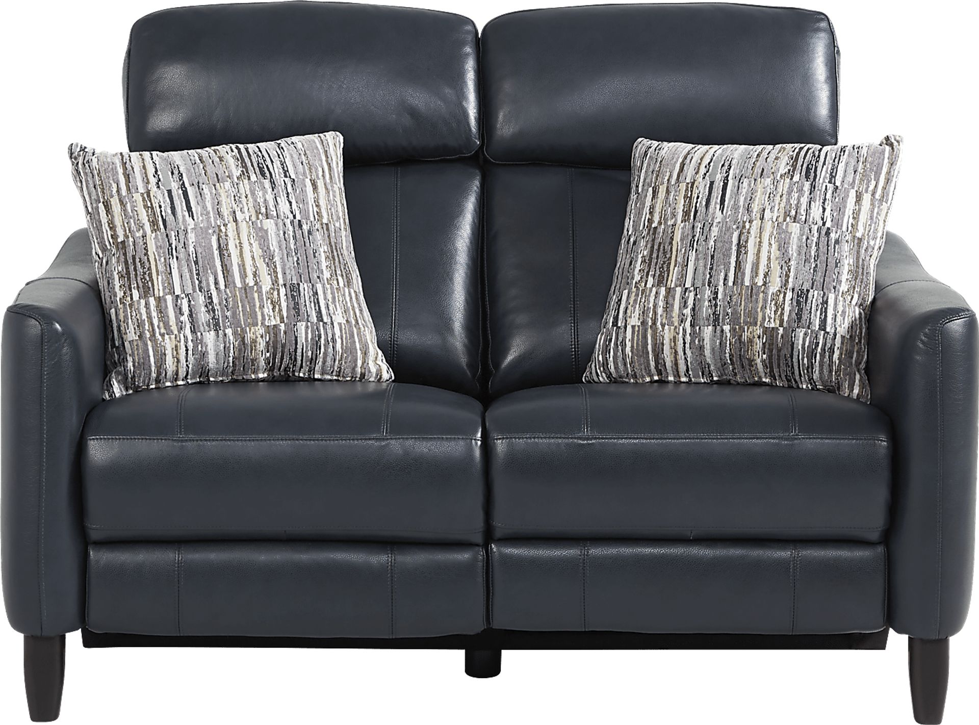 Arilio Navy Leather Dual Power Reclining Loveseat - Image 1