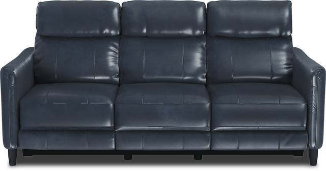 Arilio Navy Leather Dual Power Reclining Sofa - Thumbnail - Image 1