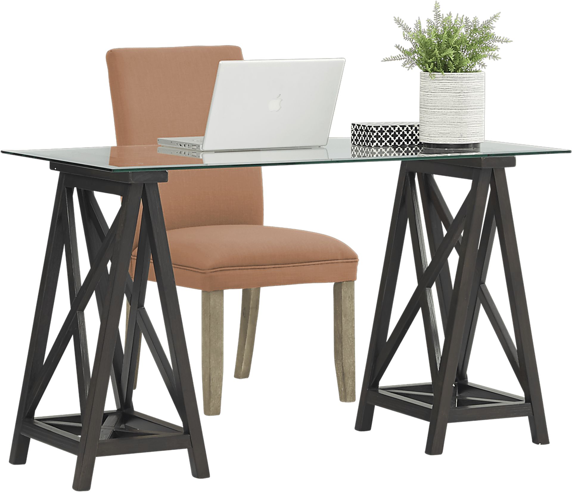 Arina Charcoal Desk and Tulip Curry Chair - Image 1