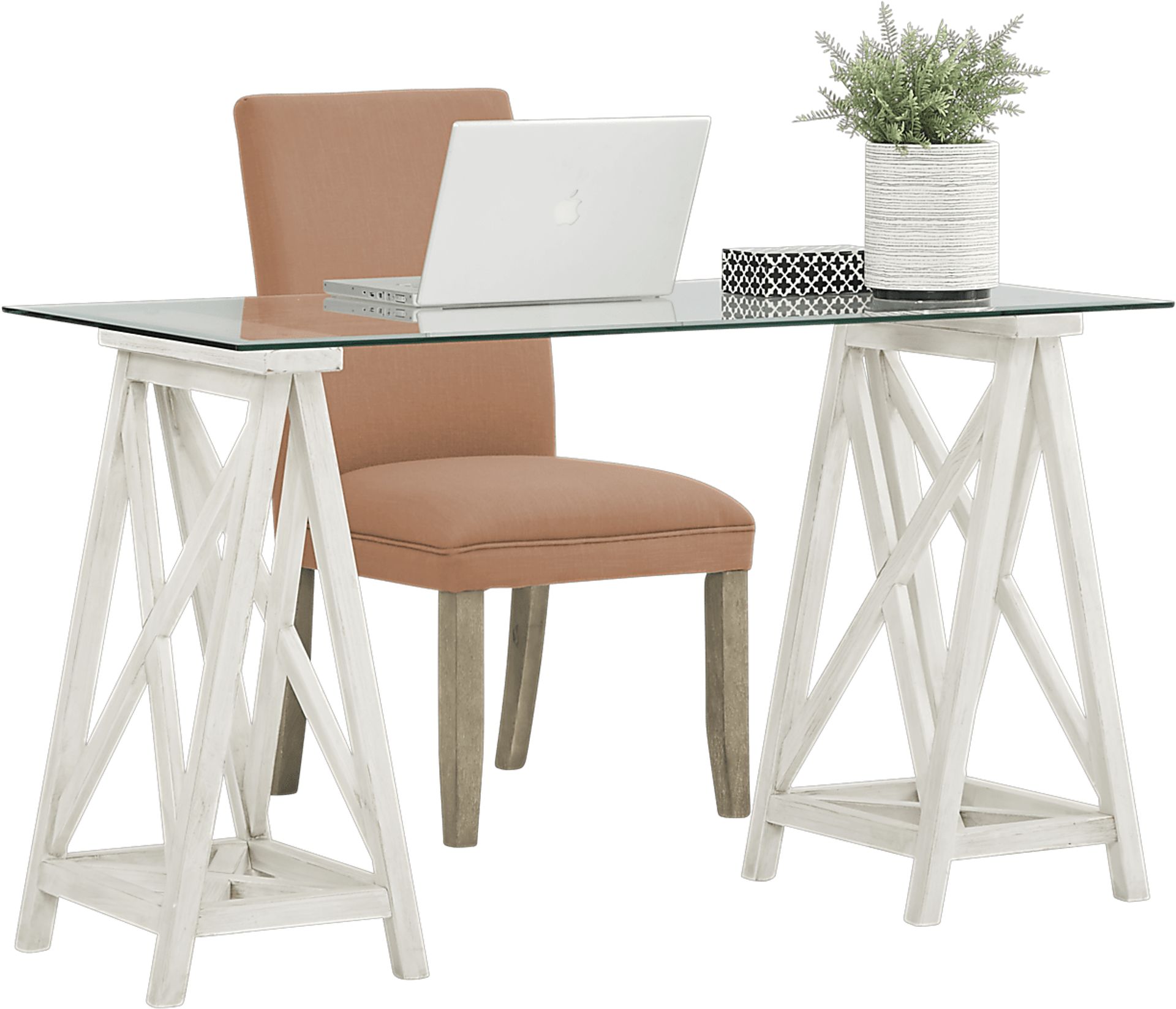 Arina White Desk and Tulip Orange Chair - Image 1