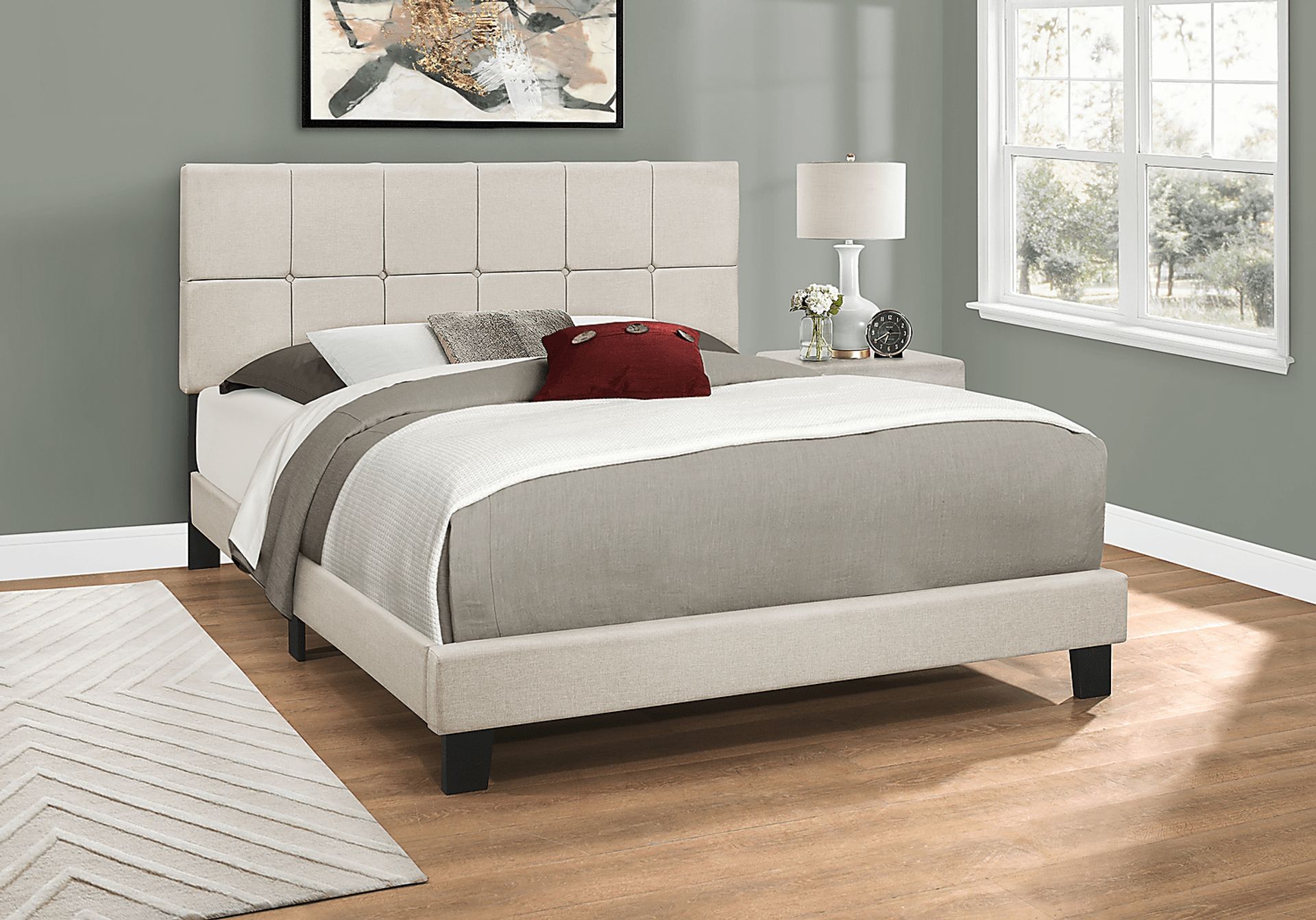 Aripeka Beige Queen Upholstered Bed - Image 3