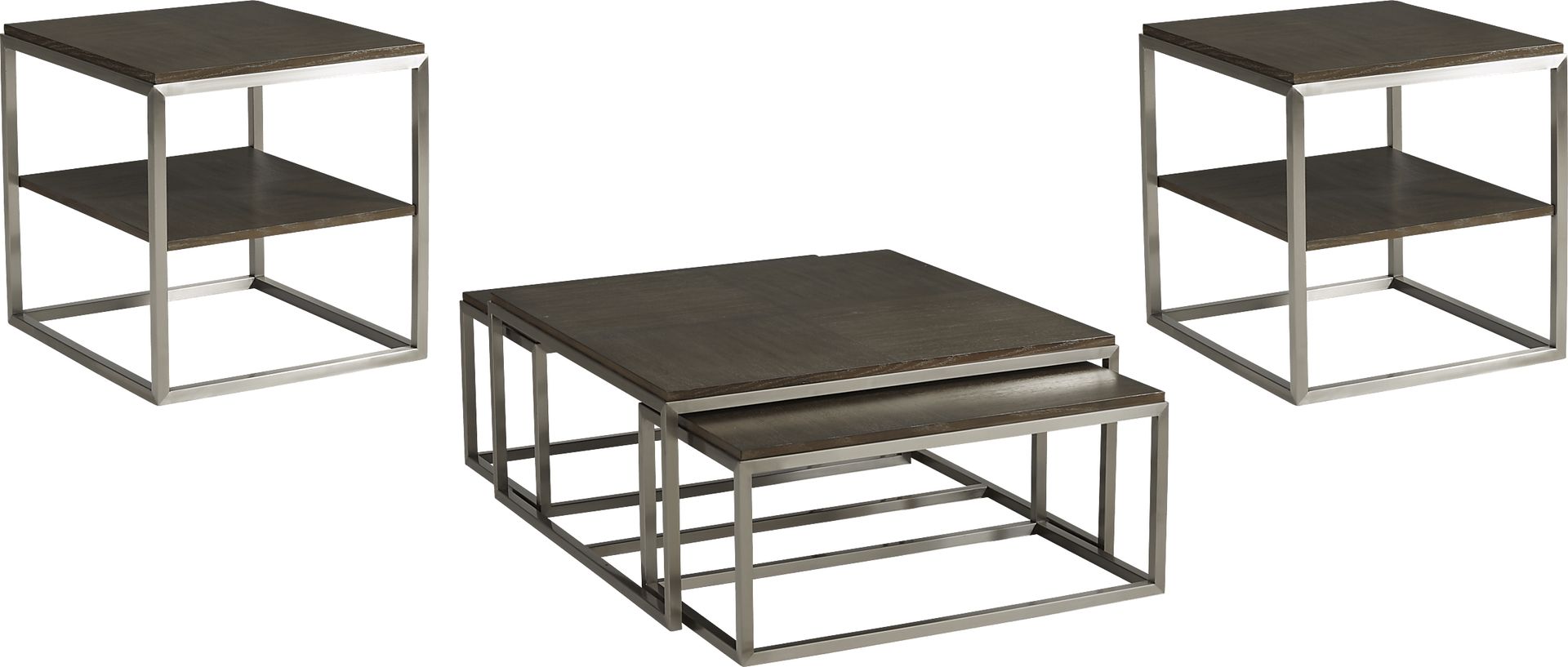 Ariston Brown 3 Pc Table Set - Image 1