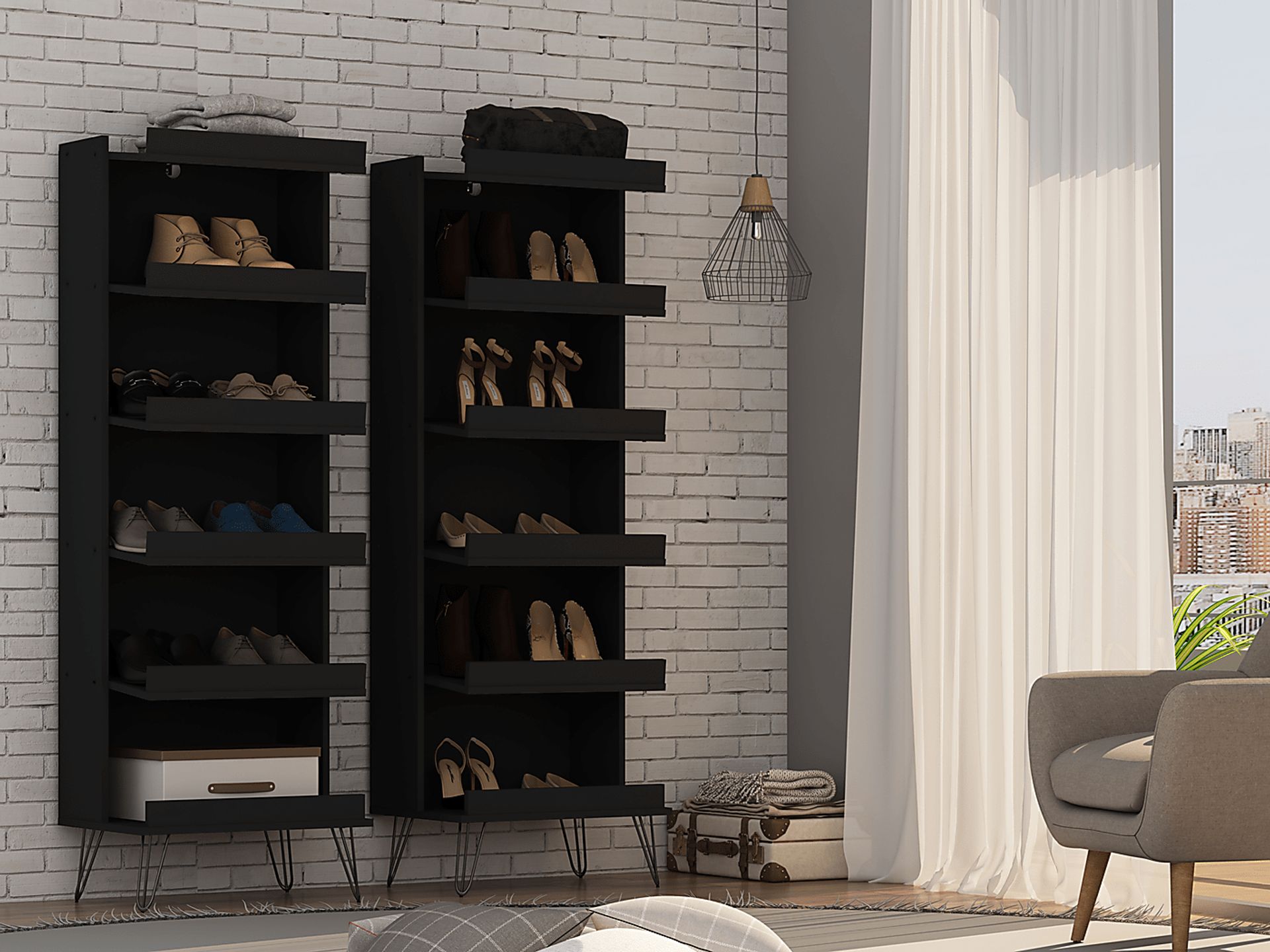 Arkose Black 2 Pc Shoe Rack - Image 8